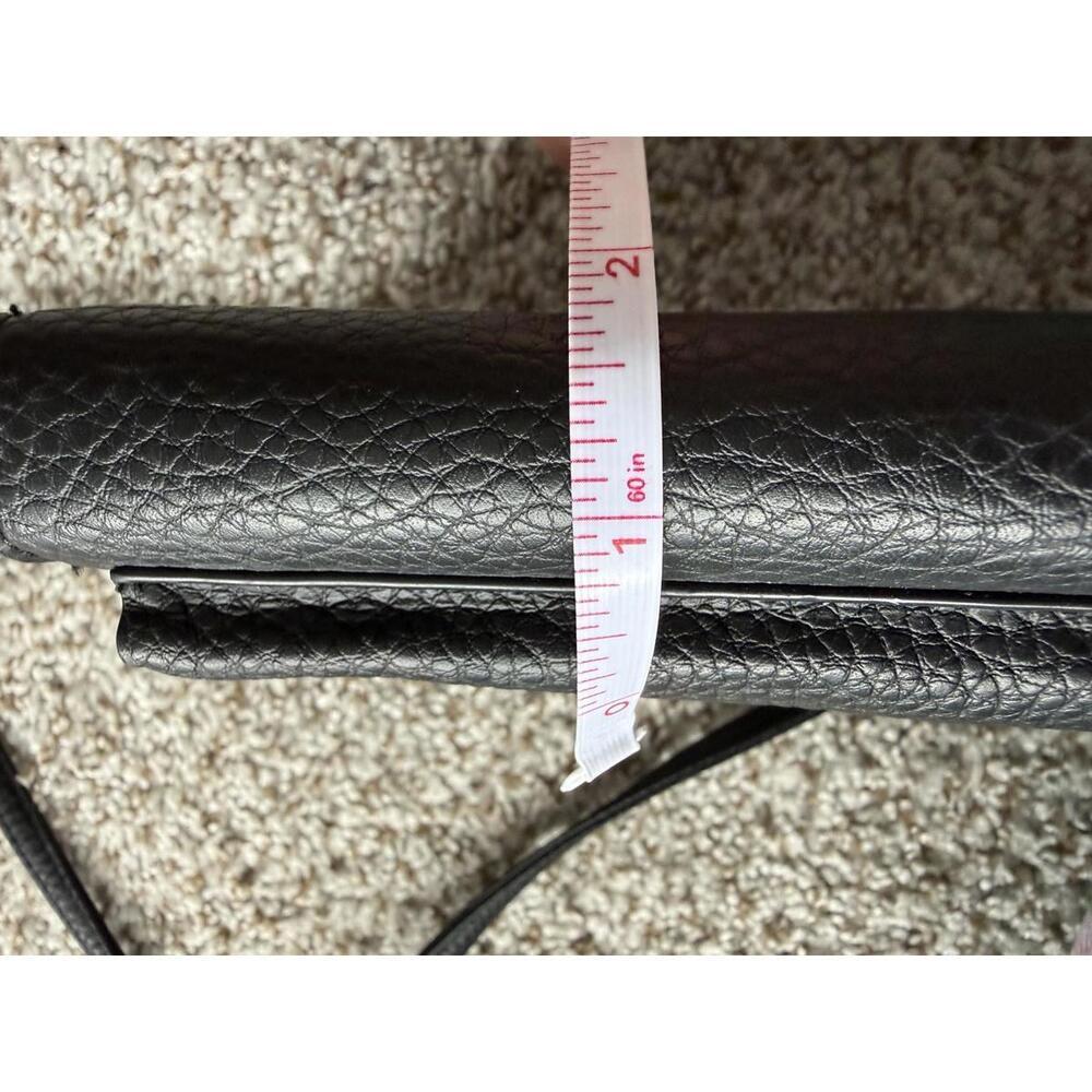 Black Relic Vegan Leather Textured Classic Designer Crossbody Bag - Picture 7 of 7